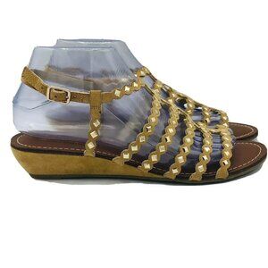 Sandals Womens 7.5 Jeweled Carlos By Carlos Santana Wedge Strappy Indian Style